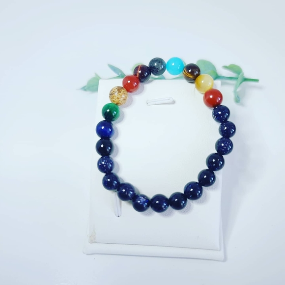 Solar Gallaxy Blue Goldstone and crystals bracelet - Picture 2 of 3